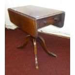 A Victorian pedestal mahogany work table of small size, depth 73cm.