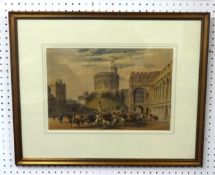 A set of four interior scenes lithographs of Windsor Castle, titles 'The East Corridor', 'The Queens