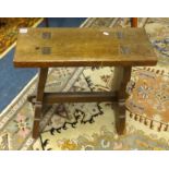 A jardinière stand, brass and leaded glass fire screen, copper wine cooler and prayer stand (4).