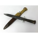 A hunting knife, the steel blade stamped Nagpome, with horn handle and scabbard (knife length