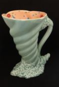 Clarice Cliff, cornucopia vase with decorated interior, height 18cm.