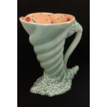 Clarice Cliff, cornucopia vase with decorated interior, height 18cm.