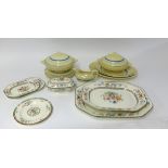 Copeland Spode Chinese Rose part dinner wares and Clarice Cliff banded pattern dinnerware's.