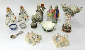 A mixed lot of porcelain, miniature Chinese plates, silver plated spoons etc.