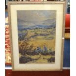 E.C.Pascoe Holman, Dartmoor watercolour, together with a pair of traditional coastal watercolours