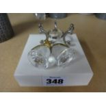 Swarovski, Christmas bells and silver coloured stand, boxed.