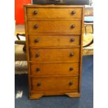 An oak chest fitted with six drawers, width 60cm.