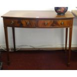 A reproduction mahogany two drawer side table, width 90cm.