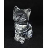 Meissen, a glass cat with collar and bow.