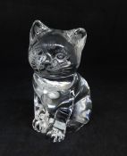 Meissen, a glass cat with collar and bow.