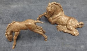 Meissen, red clay horse sculptures (2).