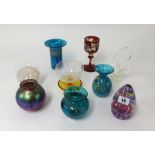 Glassware including bohemian goblet, crackle glass also medina wares (9).