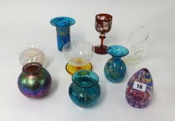 Glassware including bohemian goblet, crackle glass also medina wares (9).