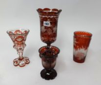 Bohemian glass ware (4 pieces).