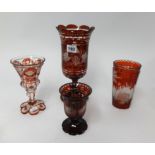 Bohemian glass ware (4 pieces).