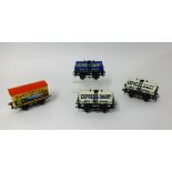 Four Ace trains modern vintage style 0 gauge wagons, tanker set (three 'Express Diary', two cream