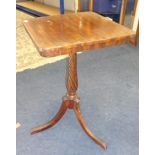 A Regency tripod wine table with spiral column, an oak gate leg table, stained wood