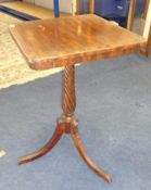 A Regency tripod wine table with spiral column, an oak gate leg table, stained wood