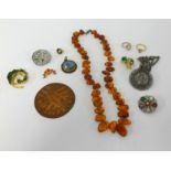 Various costume jewellery, pendants, brooches etc.