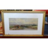 Tom Rowden (1842-1926), watercolour, signed 'Cattle by River', 24cm x 53cm.