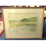 Mark Gibbons, watercolour, signed, 1988, 'The River Otter at Budleigh Salterton', 33cm x 49cm.