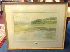 Mark Gibbons, watercolour, signed, 1988, 'The River Otter at Budleigh Salterton', 33cm x 49cm.