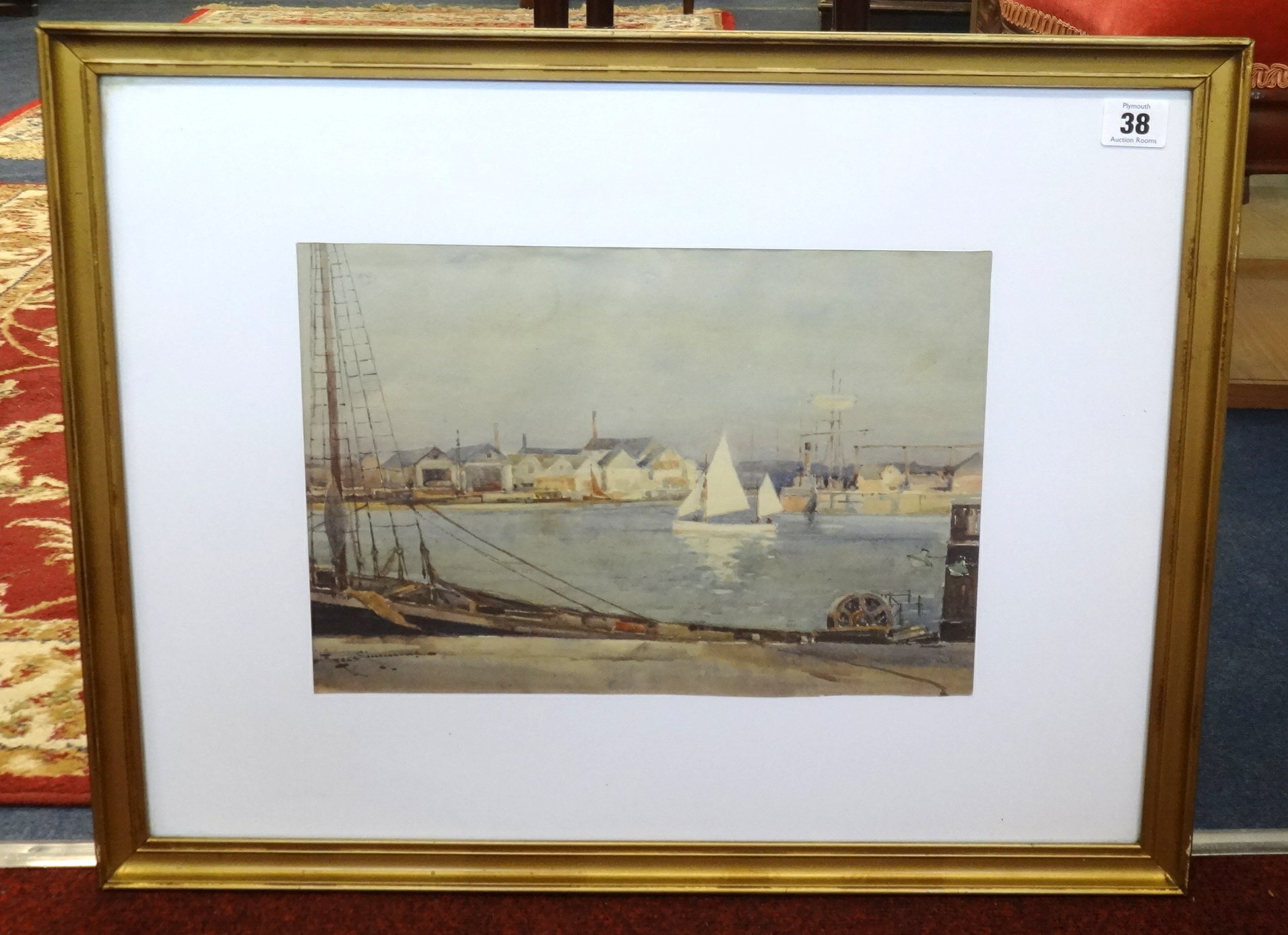 Charles Ayres Simmons, signed 'Ayres Simmons' watercolour 'Stonehouse Bridge' (Plymouth), 24cm x