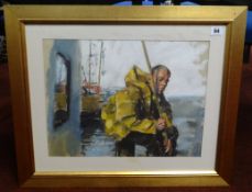 Robert Lenkiewicz (1941-2002), original oil painting, 'Ian Fishing', painted 1979 acquired