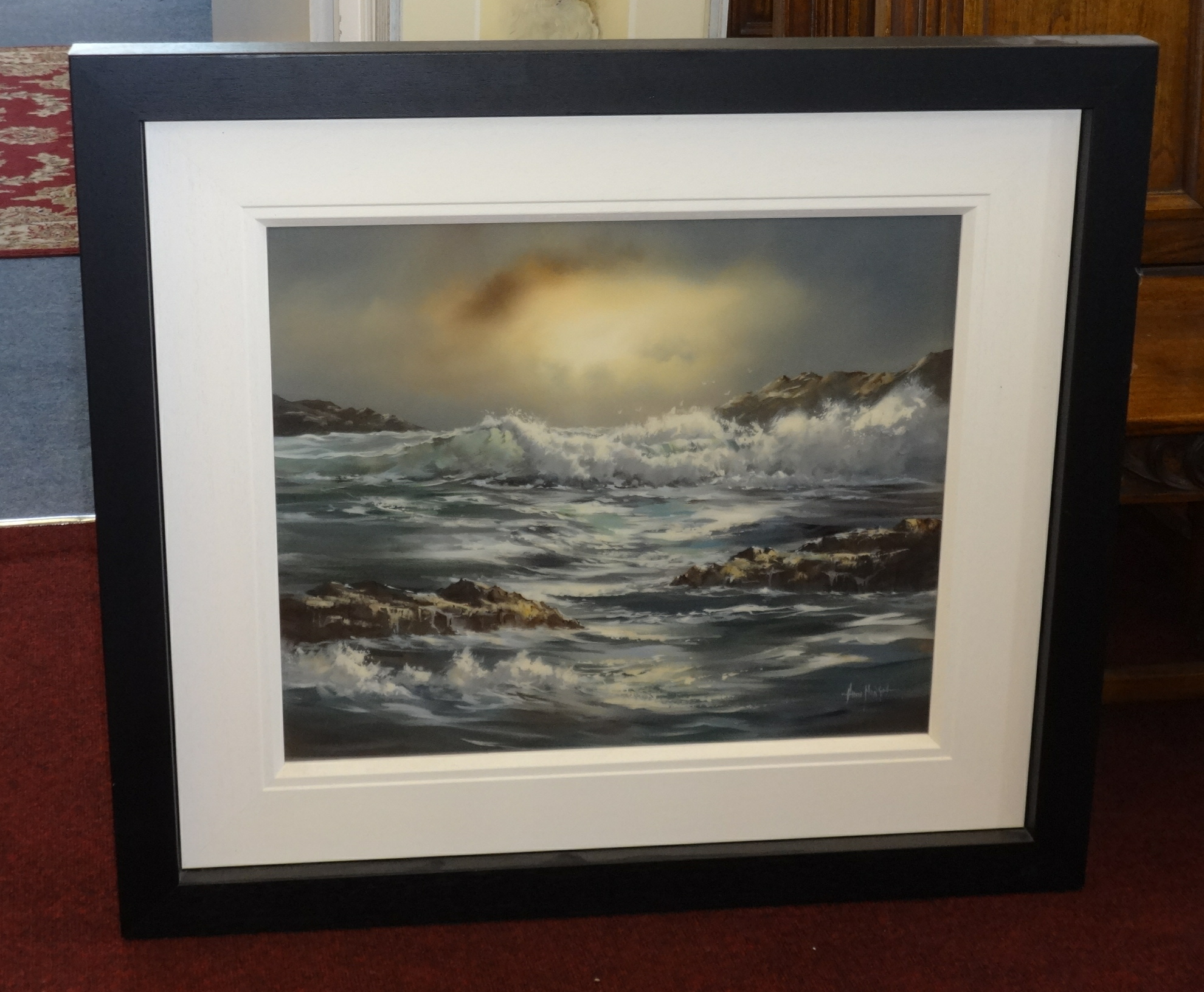 Allan Morgan (born 1952), original oil, 'Stormy Seas', signed, 50cm x 60cm.