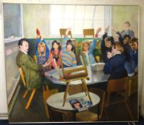 Robert Lenkiewicz (1941-2002), large oil on canvas, Ilfracombe School, approx 203cm x 210cm, Project