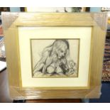 Robert Lenkiewicz (1941-2002) original drawing 'Mouse feeding Wolfe', 23cm x 26cm.