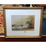 A 19th Century watercolour, indistinctly signed, English School 'River Scene', 20cm x 29cm.