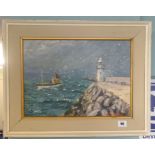 Ernest Knight (1915-1995), oil on canvas, signed, 'The Lighthouse, Brixham', 30cm x 40cm.