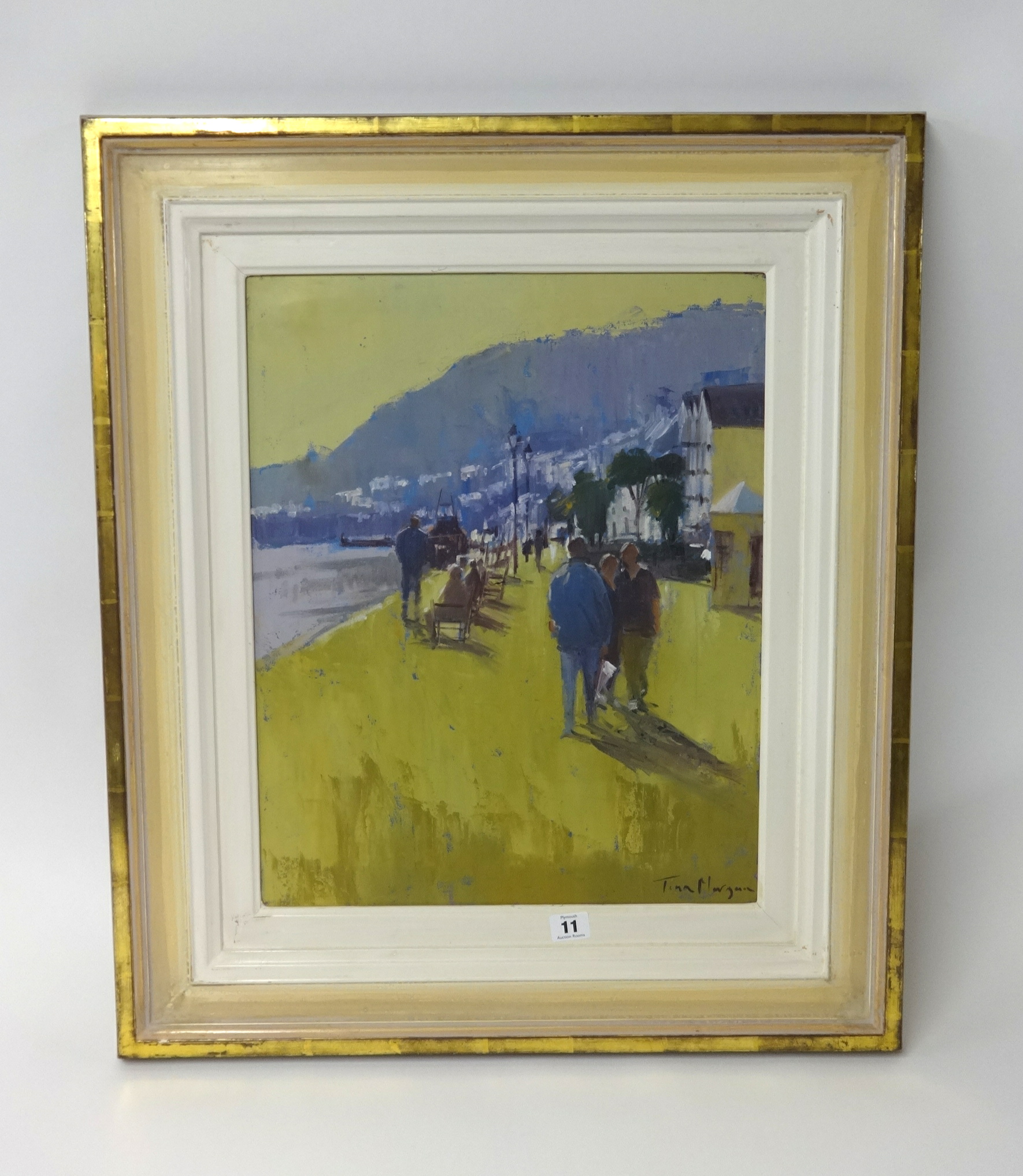 Tina Morgan (born Devon, 1952), oil on canvas, signed, 'The Embankment, Dartmouth', 50cm x 40cm.