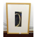 Jo Lanyon, mixed media, signed and titled verso, 'Left Turn 2001', 11cm x 28cm.