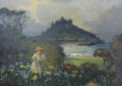 William Thornton-Brocklebank (1882-1970), signed oil on board, 'View to St Michael's Mount,