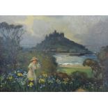 William Thornton-Brocklebank (1882-1970), signed oil on board, 'View to St Michael's Mount,