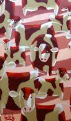 Lee Woods, oil on wrap around board, 'Red Cows', signed, 76cm x 46cm.