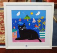 Arth Lawr, original acrylic 'The Cat of Marazion 2018', 30cm x 30cm, Provenance, direct from the