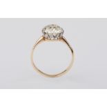 A diamond solitaire ring in yellow gold, approx 3ct, old cut stone, finger size N. clarity