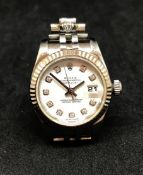 Rolex, Oyster Perpetual Datejust, a ladies stainless steel bracelet watch with diamond dot dial with