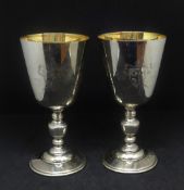 A pair of modern silver goblets Lichfield Cathedral commemorating the Anniversary of St. Chad from a