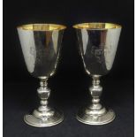 A pair of modern silver goblets Lichfield Cathedral commemorating the Anniversary of St. Chad from a