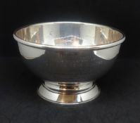 Modern plain silver bowl on stem base with presentation inscription circa 1968, height 9cm approx.