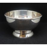 Modern plain silver bowl on stem base with presentation inscription circa 1968, height 9cm approx.