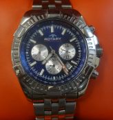 Rotary, gents stainless steel aqua speed chronograph with date, boxed, with purchase card dated
