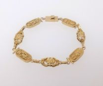 A 18ct gold modern panel bracelet, length 19cm, approx 14.9gms,