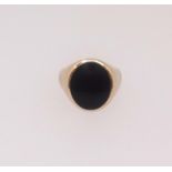 A 14ct yellow gold and black onyx signet ring, stamped 585 and MAPO, finger size I together with