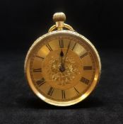 An antique 18ct gold pocket watch, the back plate marked with inscription dated 1885, the inner back