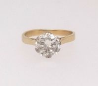 A diamond solitaire ring weighing approx. 1.30ct, set in yellow gold unmarked, finger size N.